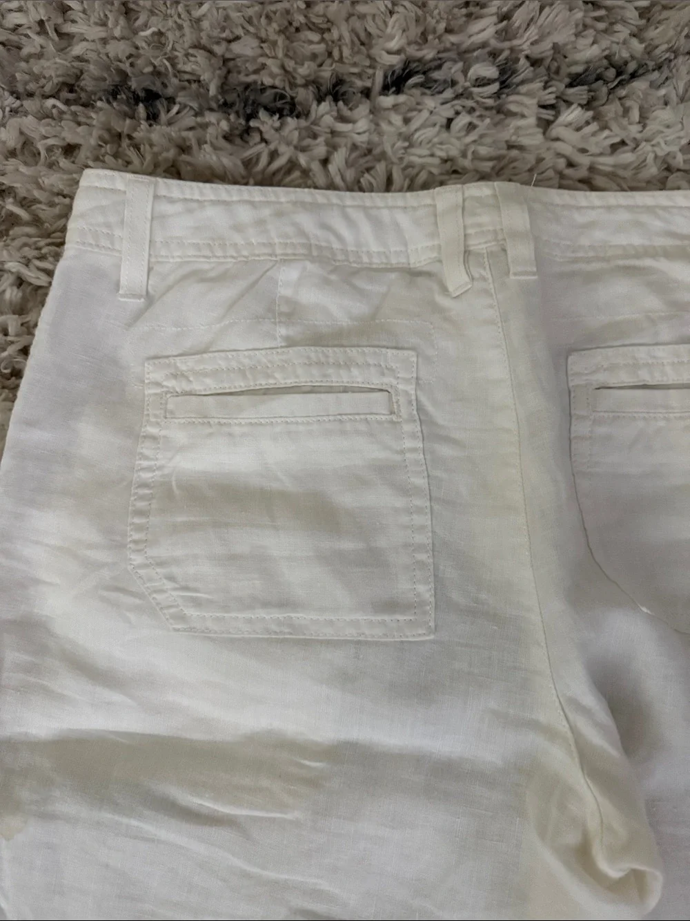 Banana Republic White Straight-Leg Linen Drawstring Pants